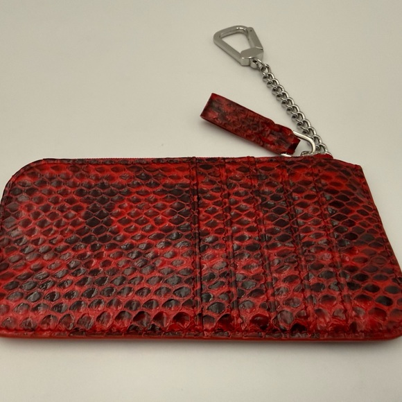 KWANPEN 1938 • Red Exotic Genuine SNAKESKIN Key Clay Bag Charm w/ Palladium - Picture 12 of 16